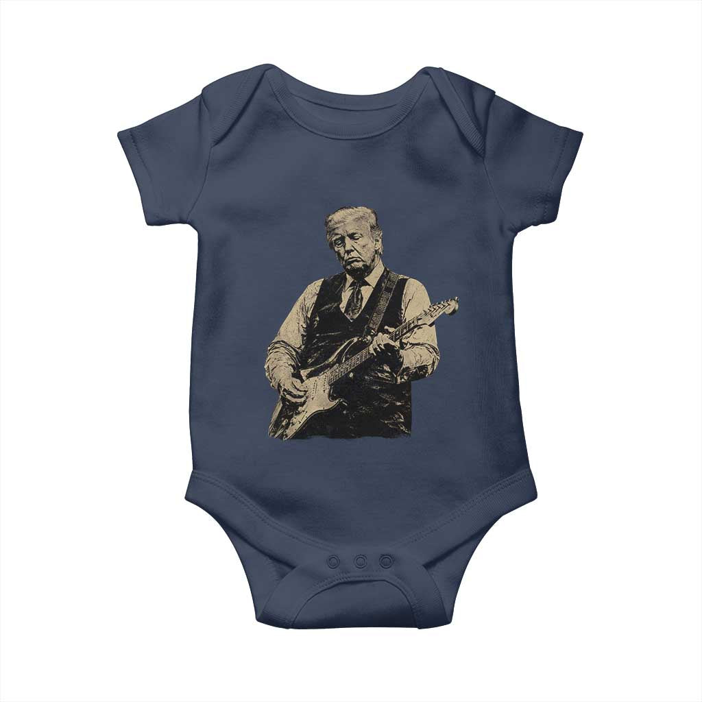 US Nation's Leader Playing Electic Rock Guitar Retro Vintage Baby Onesie