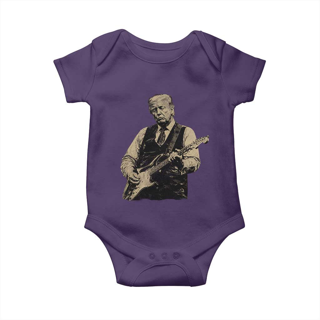 US Nation's Leader Playing Electic Rock Guitar Retro Vintage Baby Onesie