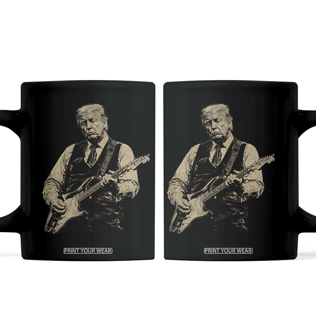 US Nation's Leader Playing Electic Rock Guitar Retro Vintage Coffee Mug