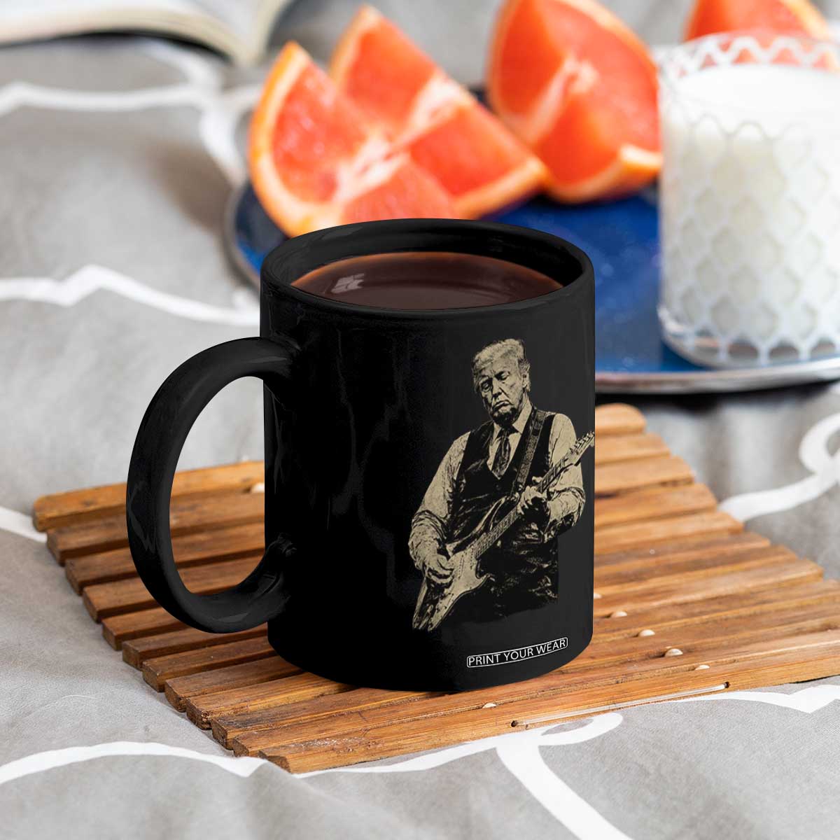 US Nation's Leader Playing Electic Rock Guitar Retro Vintage Coffee Mug