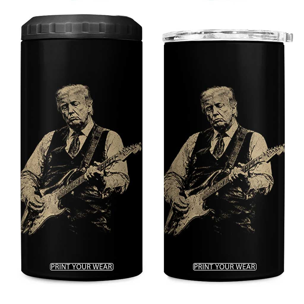 US Nation's Leader Playing Electic Rock Guitar Retro Vintage 4 in 1 Can Cooler Tumbler