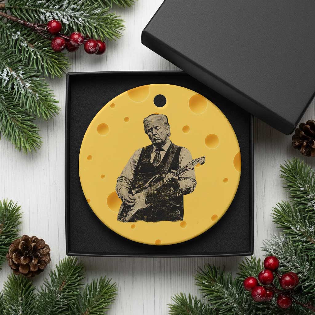 US Nation's Leader Playing Electic Rock Guitar Retro Vintage Ceramic Ornament TS11 1pc Yellow Cheese Print Your Wear