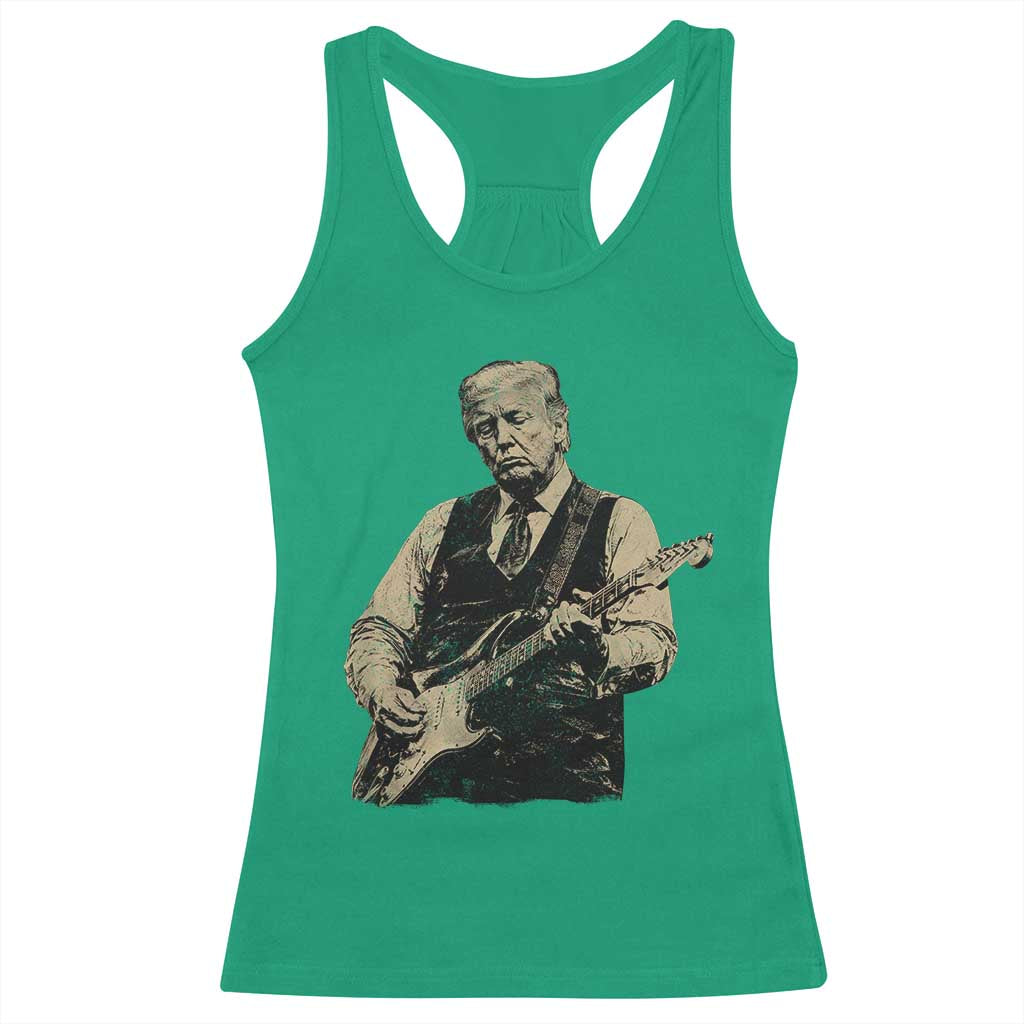 US Nation's Leader Playing Electic Rock Guitar Retro Vintage Racerback Tank Top TS11 Irish Green Print Your Wear