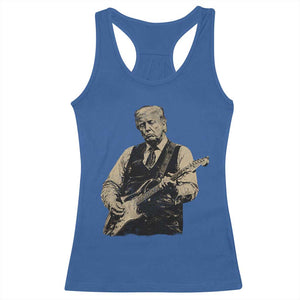 US Nation's Leader Playing Electic Rock Guitar Retro Vintage Racerback Tank Top TS11 Royal Blue Print Your Wear