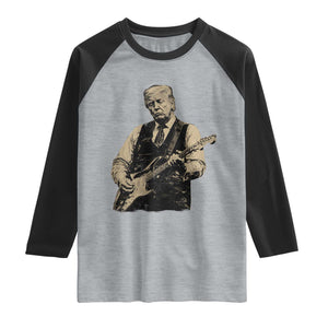 US Nation's Leader Playing Electic Rock Guitar Retro Vintage Raglan Shirt TS11 Heather Gray Black Print Your Wear