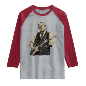 US Nation's Leader Playing Electic Rock Guitar Retro Vintage Raglan Shirt TS11 Heather Gray Heather Red Print Your Wear