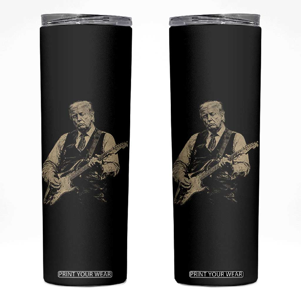 US Nation's Leader Playing Electic Rock Guitar Retro Vintage Skinny Tumbler