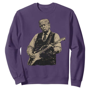 US Nation's Leader Playing Electic Rock Guitar Retro Vintage Sweatshirt TS11 S Purple Print Your Wear