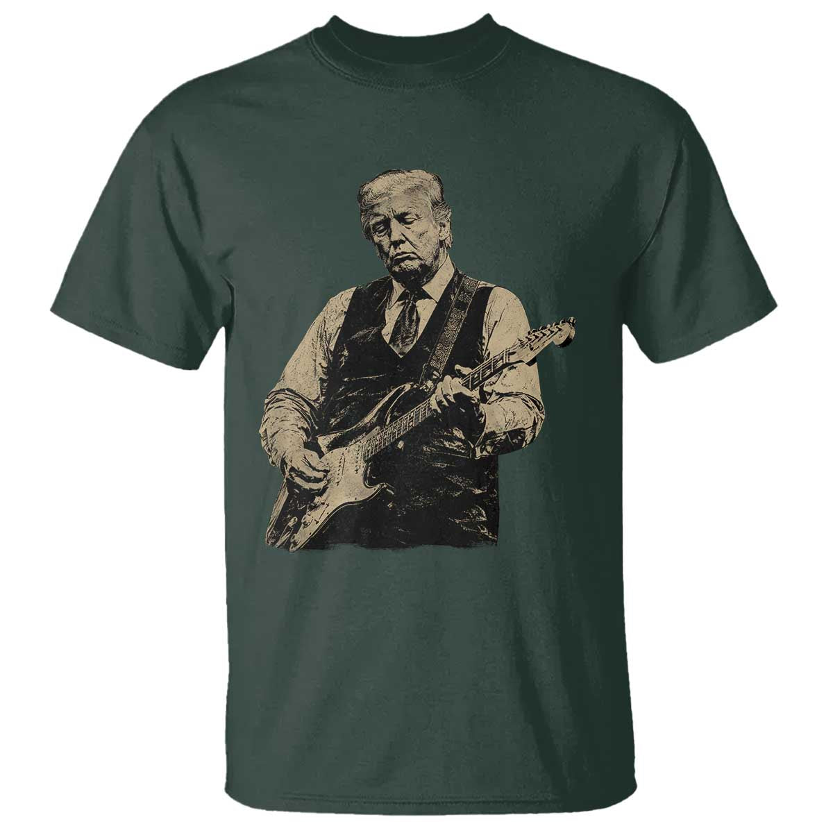 US Nation's Leader Playing Electic Rock Guitar Retro Vintage T Shirt