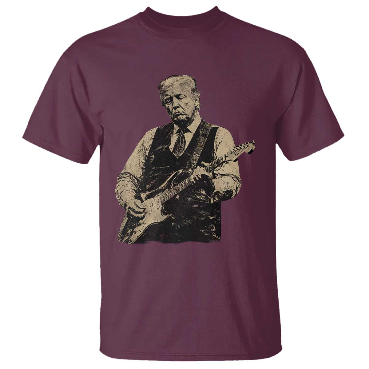US Nation's Leader Playing Electic Rock Guitar Retro Vintage T Shirt