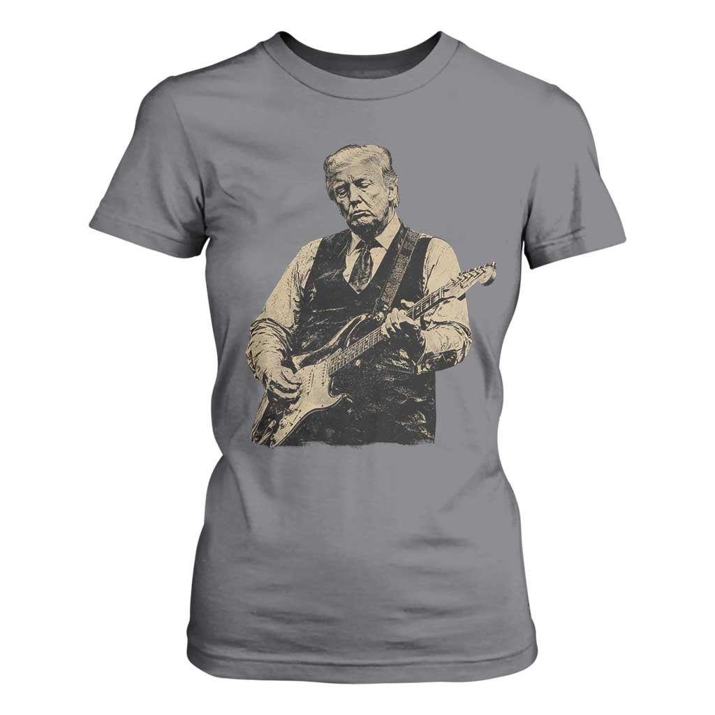 US Nation's Leader Playing Electic Rock Guitar Retro Vintage T Shirt For Women