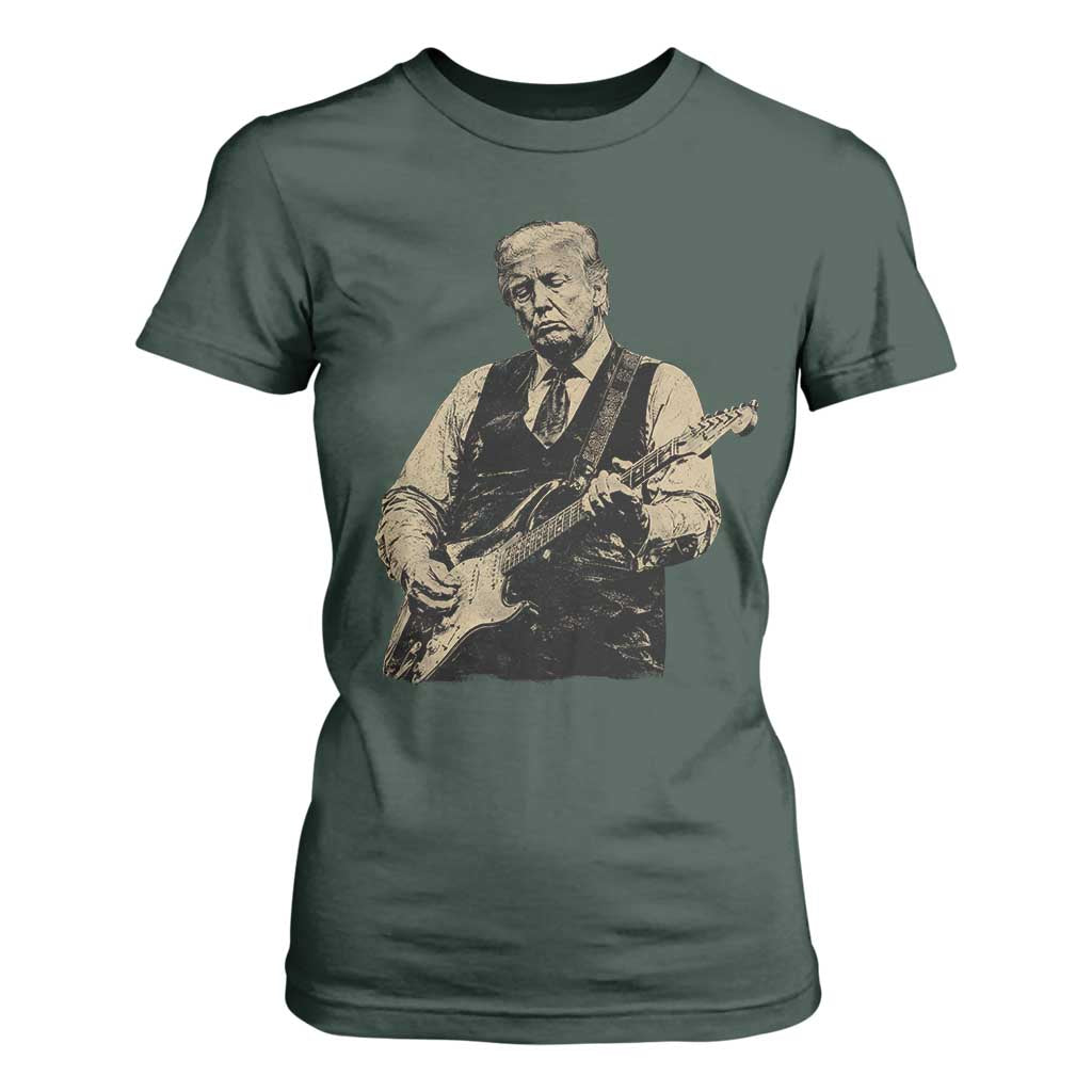 US Nation's Leader Playing Electic Rock Guitar Retro Vintage T Shirt For Women