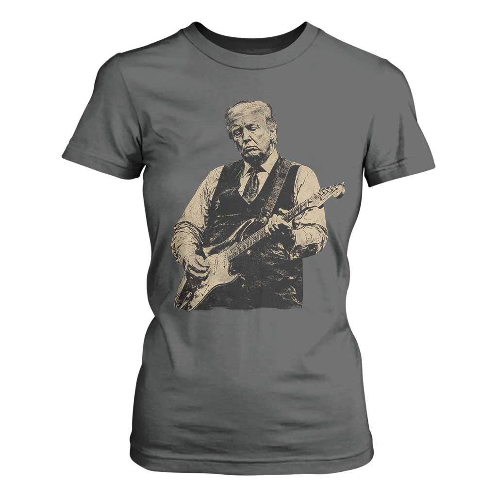 US Nation's Leader Playing Electic Rock Guitar Retro Vintage T Shirt For Women