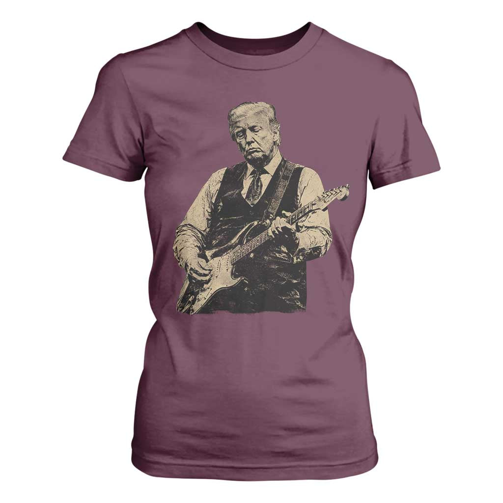 US Nation's Leader Playing Electic Rock Guitar Retro Vintage T Shirt For Women