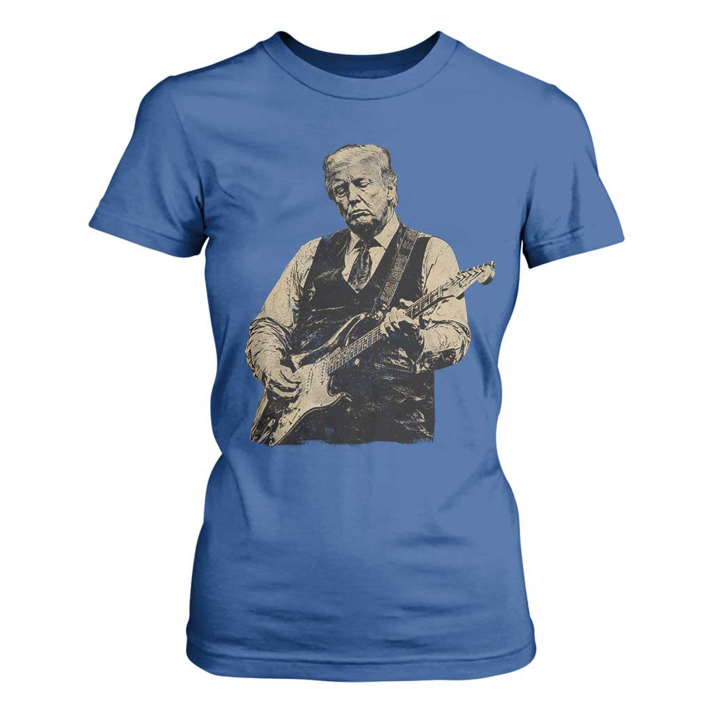 US Nation's Leader Playing Electic Rock Guitar Retro Vintage T Shirt For Women
