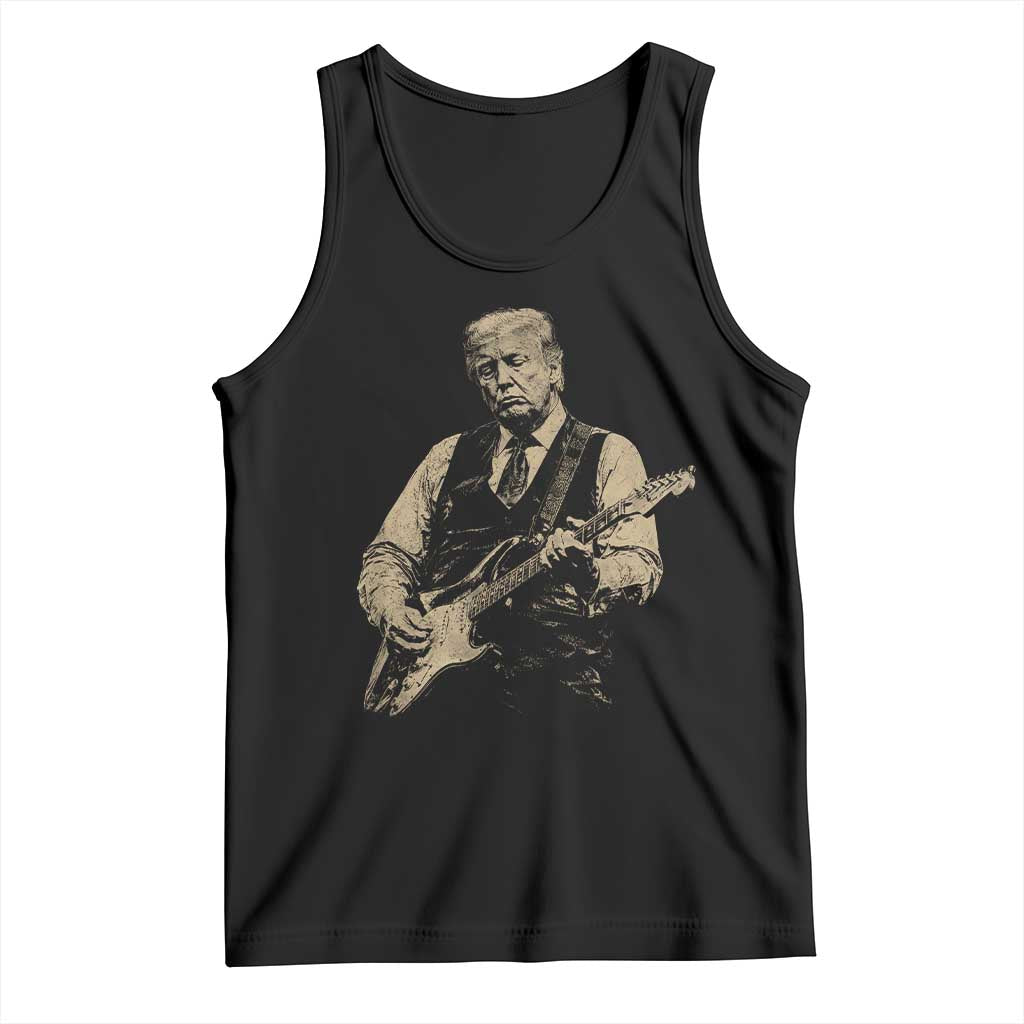 US Nation's Leader Playing Electic Rock Guitar Retro Vintage Tank Top TS11 Black Print Your Wear