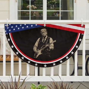 US Nation's Leader Playing Electic Rock Guitar Retro Vintage Patriotic Fan Flag