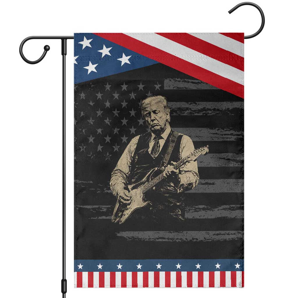US Nation's Leader Playing Electic Rock Guitar Retro Vintage Patriotic Garden Flag TS11 Distressed Black Blue Print Your Wear