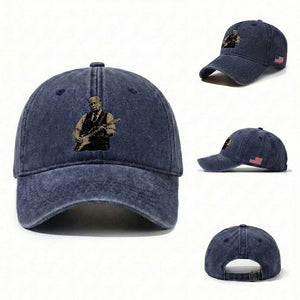 US Nation's Leader Playing Electic Rock Guitar Retro Vintage Washed Cotton Baseball Cap