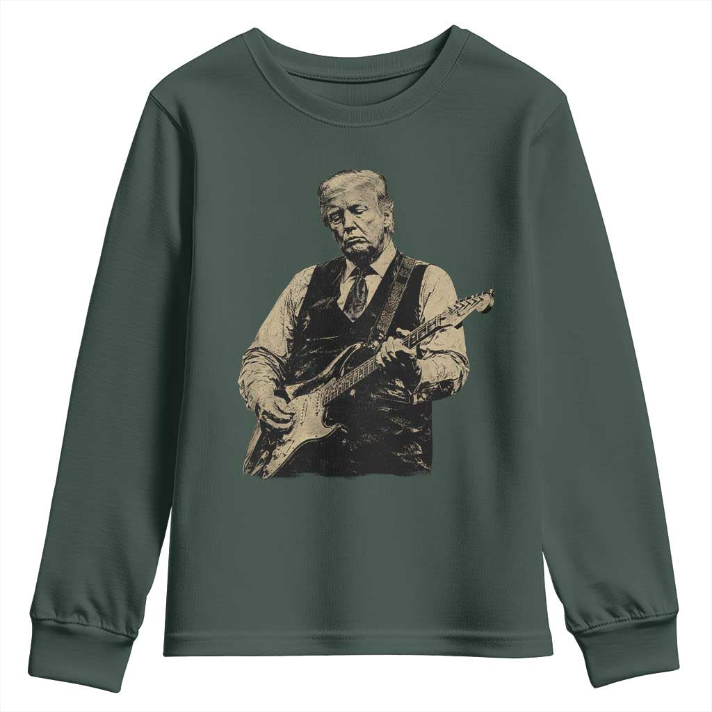 US Nation's Leader Playing Electic Rock Guitar Retro Vintage Youth Sweatshirt TS11 Dark Forest Green Print Your Wear