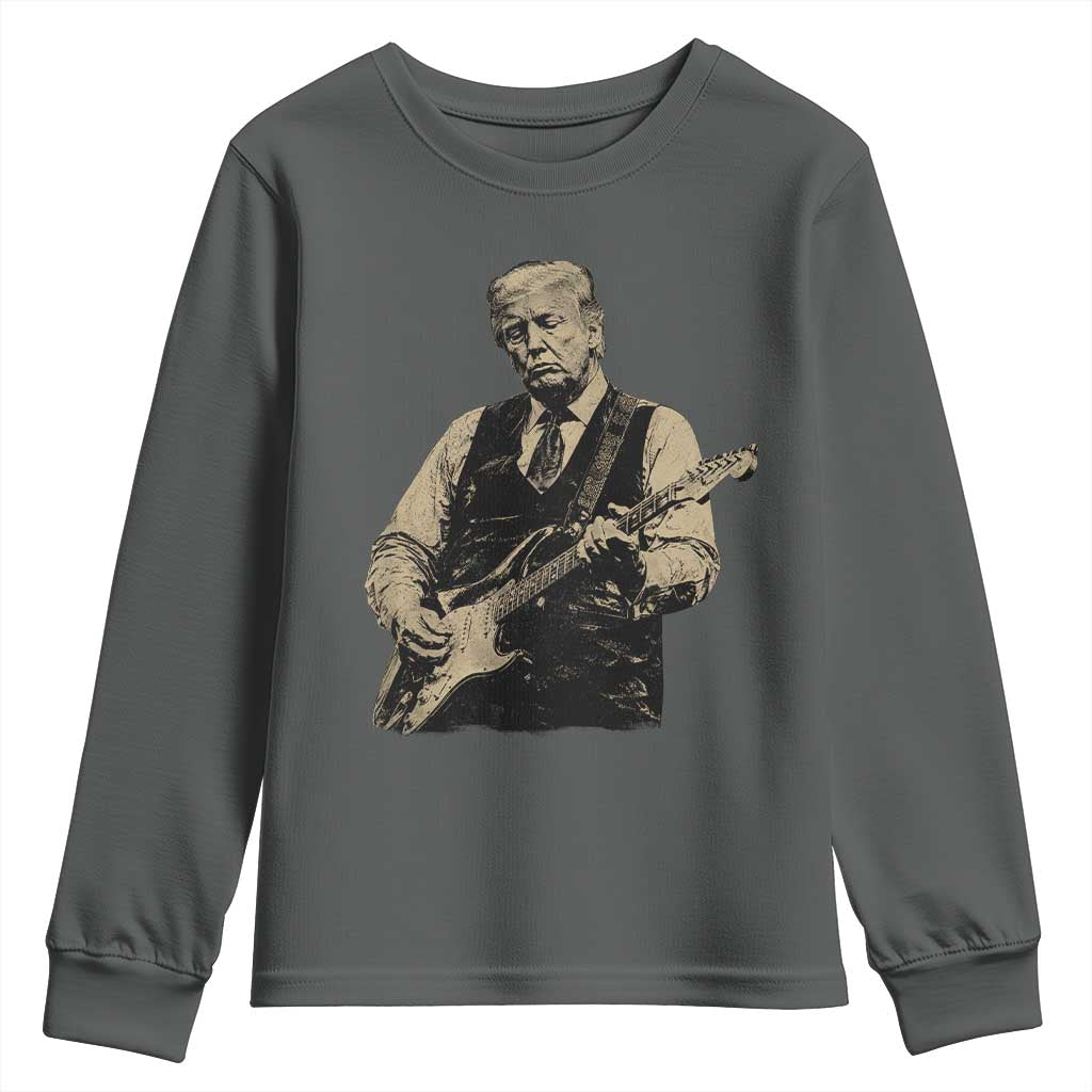 US Nation's Leader Playing Electic Rock Guitar Retro Vintage Youth Sweatshirt TS11 Dark Heather Print Your Wear