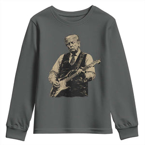 US Nation's Leader Playing Electic Rock Guitar Retro Vintage Youth Sweatshirt TS11 Dark Heather Print Your Wear