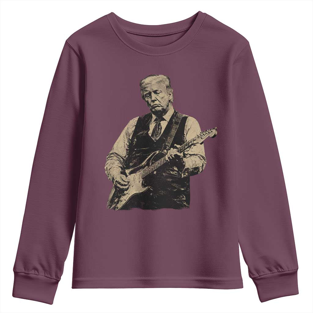 US Nation's Leader Playing Electic Rock Guitar Retro Vintage Youth Sweatshirt TS11 Maroon Print Your Wear