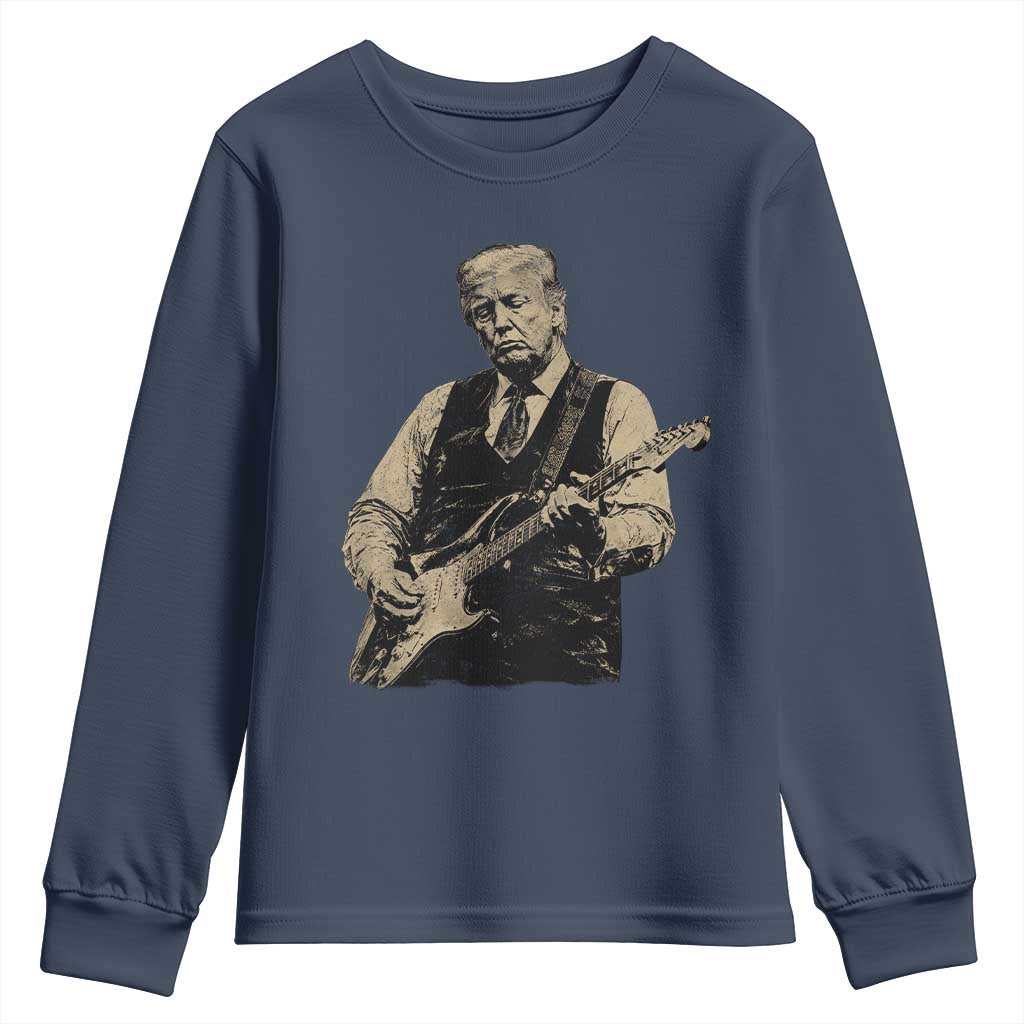 US Nation's Leader Playing Electic Rock Guitar Retro Vintage Youth Sweatshirt TS11 Navy Print Your Wear