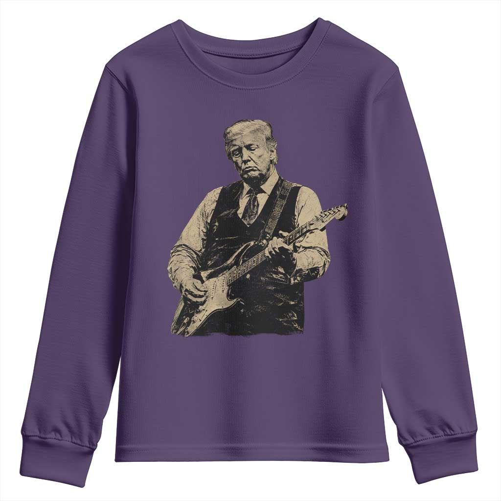 US Nation's Leader Playing Electic Rock Guitar Retro Vintage Youth Sweatshirt TS11 Purple Print Your Wear