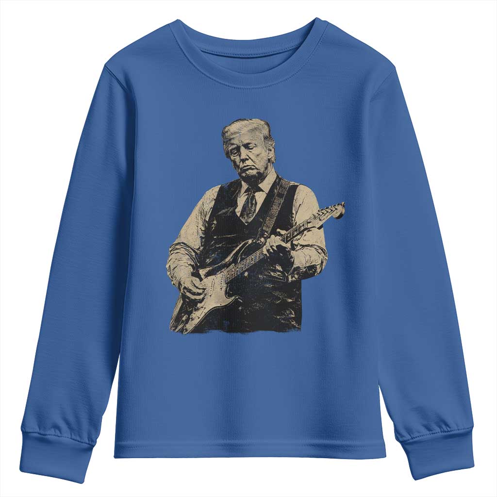 US Nation's Leader Playing Electic Rock Guitar Retro Vintage Youth Sweatshirt TS11 Royal Blue Print Your Wear