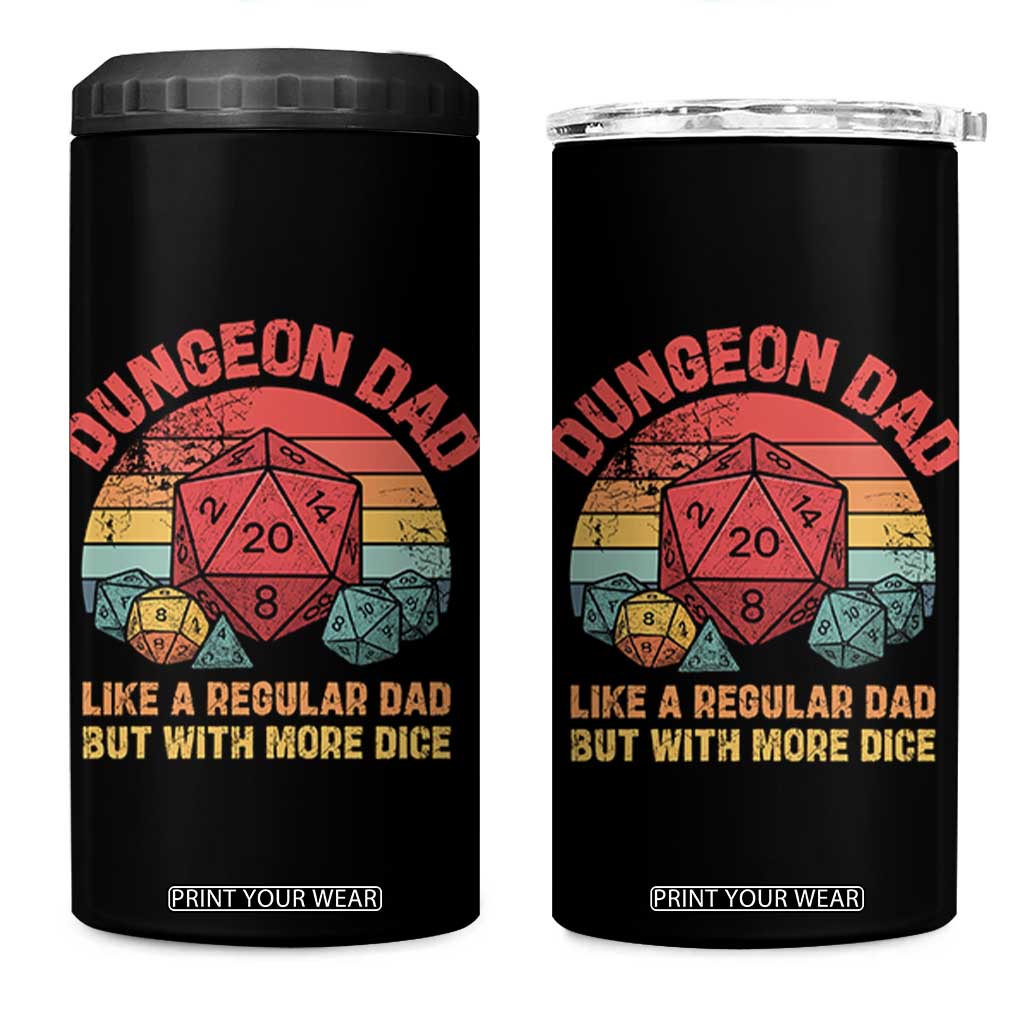 Dungeon Dad Like A Regular Dad But With More Dice 4 in 1 Can Cooler Tumbler RPG Father Gamer TS11 One Size: 16 oz Black Print Your Wear