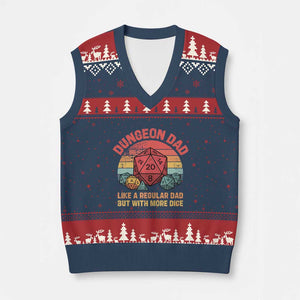 Dungeon Dad Like A Regular Dad But With More Dice V-Neck Knit Sweater Vest RPG Father Gamer