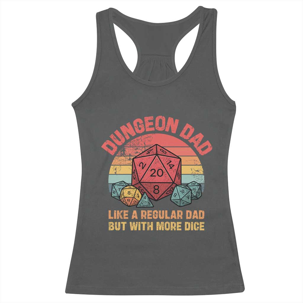 Dungeon Dad Like A Regular Dad But With More Dice Racerback Tank Top RPG Father Gamer TS11 Dark Heather Print Your Wear