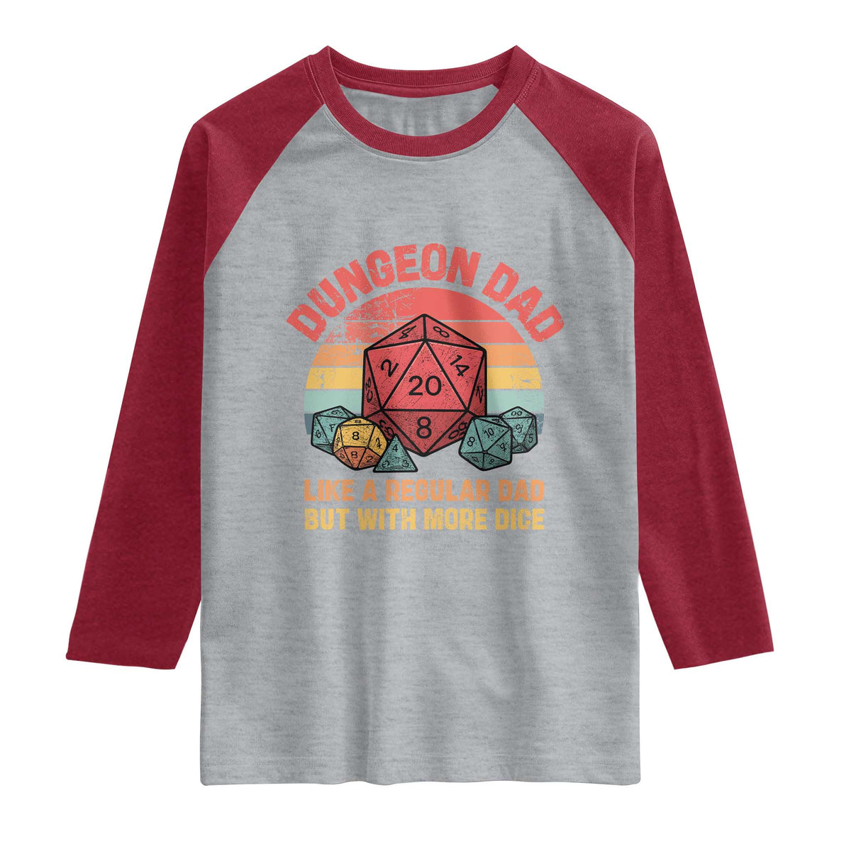 Dungeon Dad Like A Regular Dad But With More Dice Raglan Shirt RPG Father Gamer