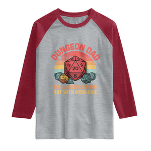 Dungeon Dad Like A Regular Dad But With More Dice Raglan Shirt RPG Father Gamer