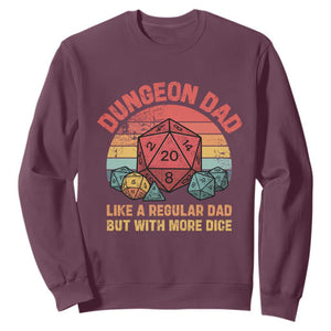 Dungeon Dad Like A Regular Dad But With More Dice Sweatshirt RPG Father Gamer TS11 Maroon Print Your Wear