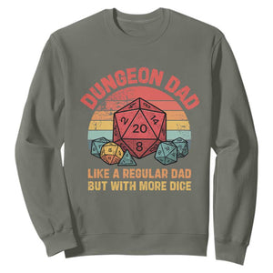 Dungeon Dad Like A Regular Dad But With More Dice Sweatshirt RPG Father Gamer TS11 Military Green Print Your Wear