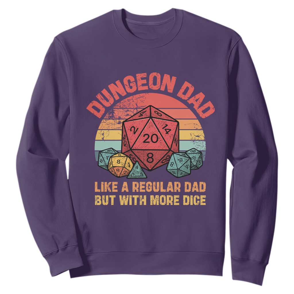 Dungeon Dad Like A Regular Dad But With More Dice Sweatshirt RPG Father Gamer TS11 Purple Print Your Wear