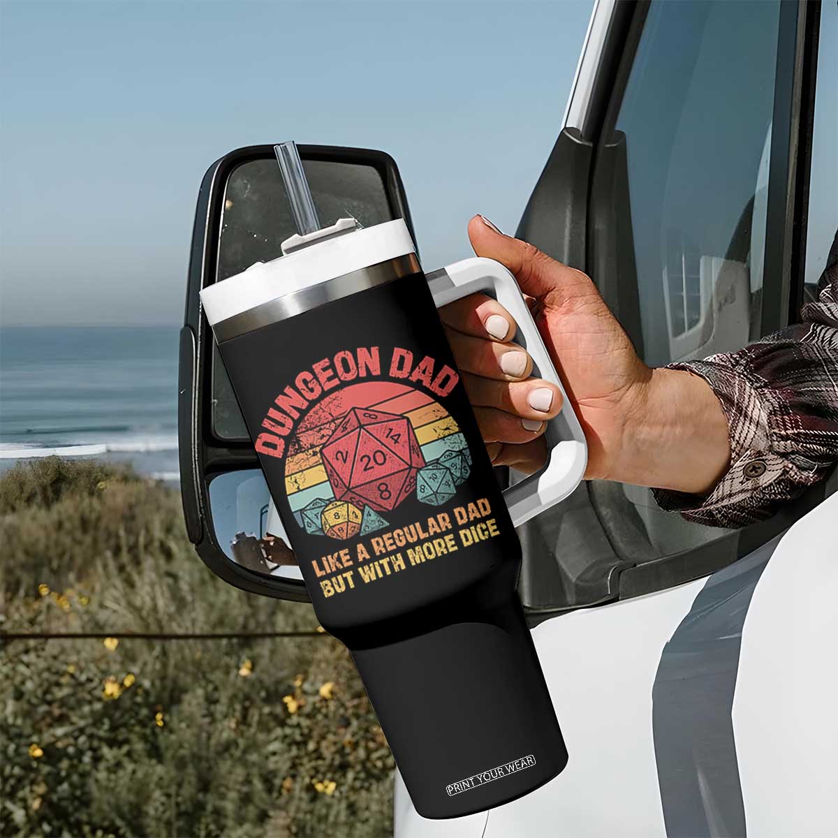 Dungeon Dad Like A Regular Dad But With More Dice Tumbler With Handle RPG Father Gamer TS11 Print Your Wear