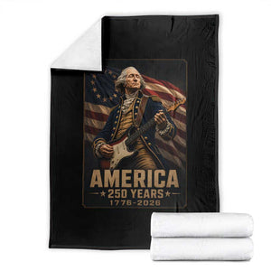 George Washington Playing Guitar USA 250th Anniversary Vintage 4th of July Throw Blanket