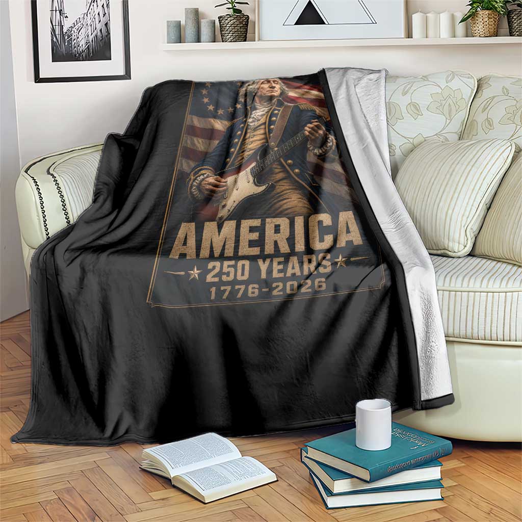 George Washington Playing Guitar USA 250th Anniversary Vintage 4th of July Throw Blanket