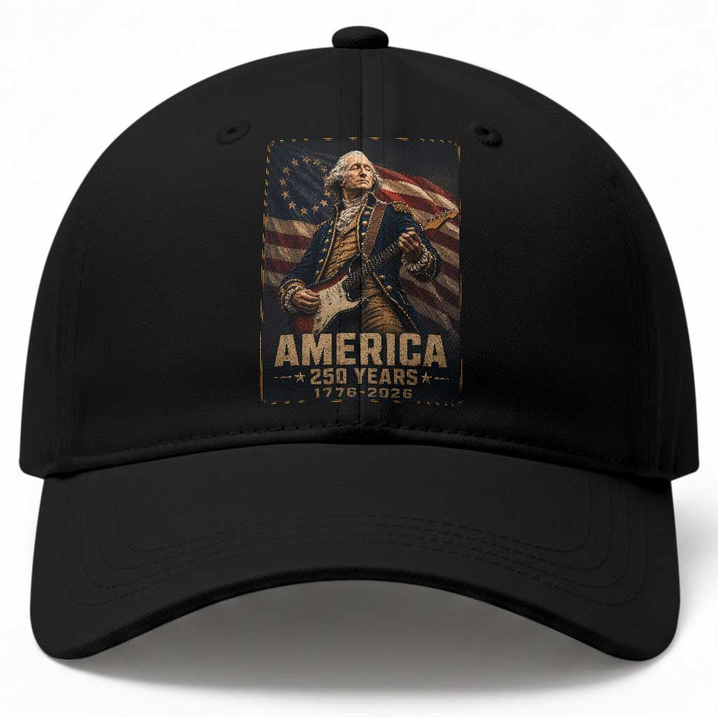 George Washington Playing Guitar USA 250th Anniversary Vintage 4th of July Baseball Cap