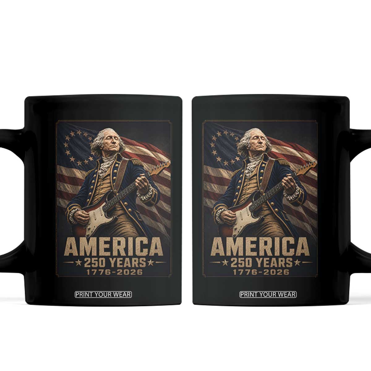 George Washington Playing Guitar USA 250th Anniversary Vintage 4th of July Coffee Mug
