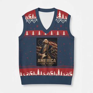 George Washington Playing Guitar USA 250th Anniversary Vintage 4th of July V-Neck Knit Sweater Vest