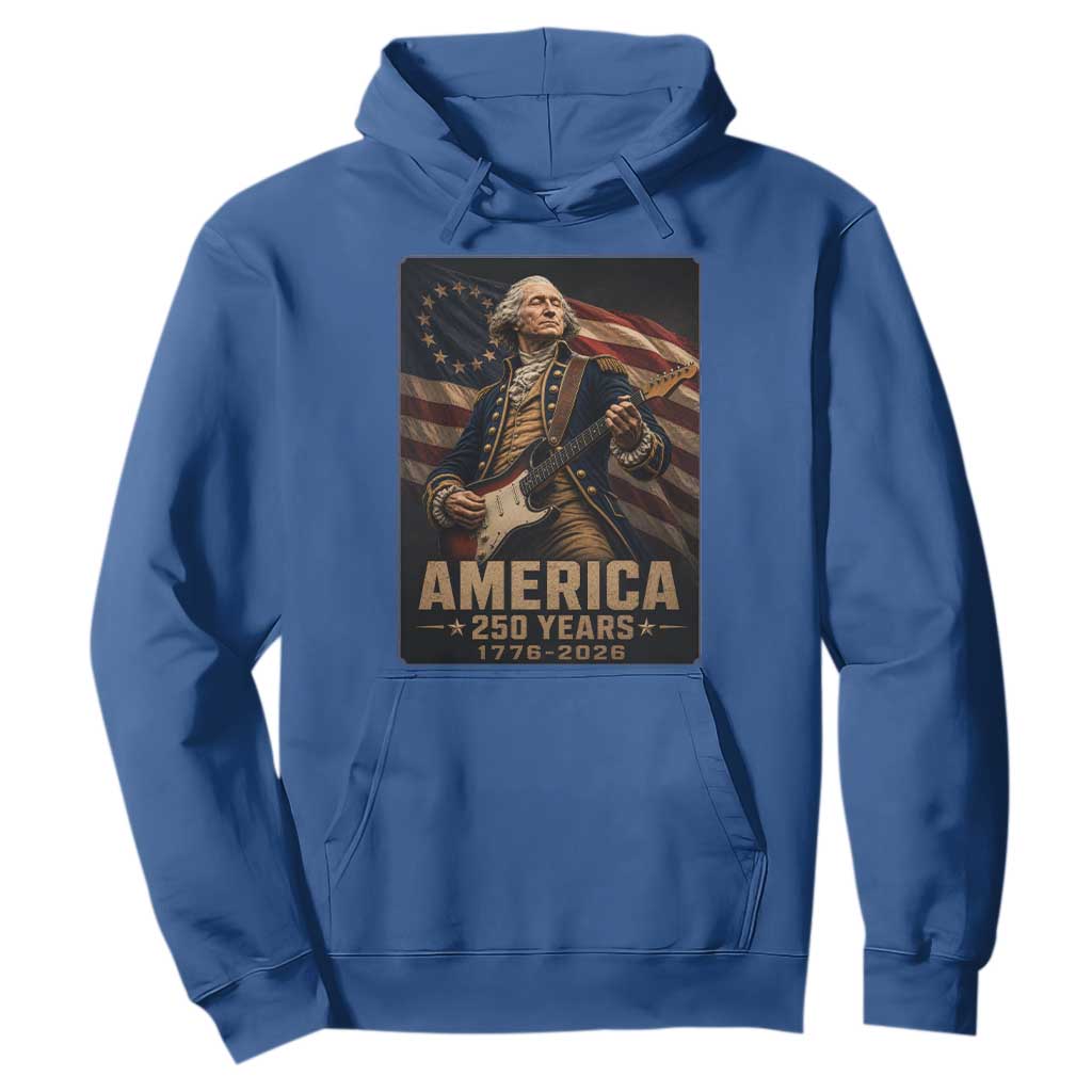 George Washington Playing Guitar USA 250th Anniversary Vintage 4th of July Hoodie