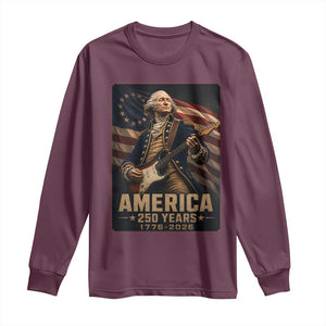 George Washington Playing Guitar USA 250th Anniversary Vintage 4th of July Long Sleeve Shirt