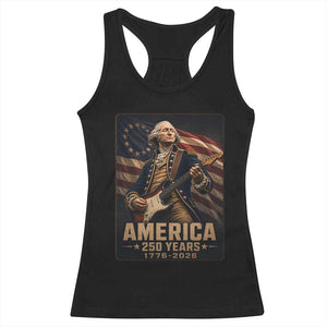 George Washington Playing Guitar USA 250th Anniversary Vintage 4th of July Racerback Tank Top