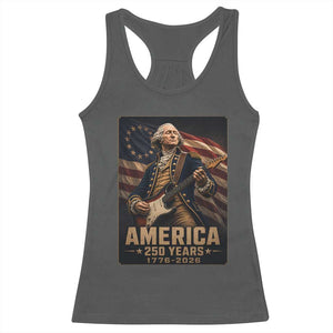 George Washington Playing Guitar USA 250th Anniversary Vintage 4th of July Racerback Tank Top