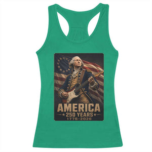 George Washington Playing Guitar USA 250th Anniversary Vintage 4th of July Racerback Tank Top