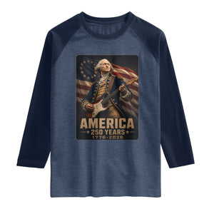 George Washington Playing Guitar USA 250th Anniversary Vintage 4th of July Raglan Shirt
